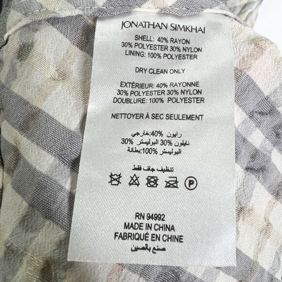 Jonathan Simkhai S Womens Crissy Raglan Puff Sleeve Mini Dress Plaid Gray - Picture 7 of 8